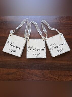 Set of 3 HandMade Wooden 'Reserved' Seating Signs